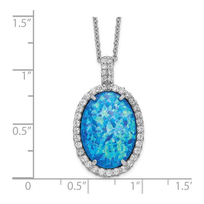 Sterling Silver Lab-Created Opal & CZ Pendant Necklace – view 4