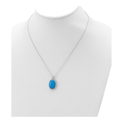 Sterling Silver Lab-Created Opal & CZ Pendant Necklace – view 5