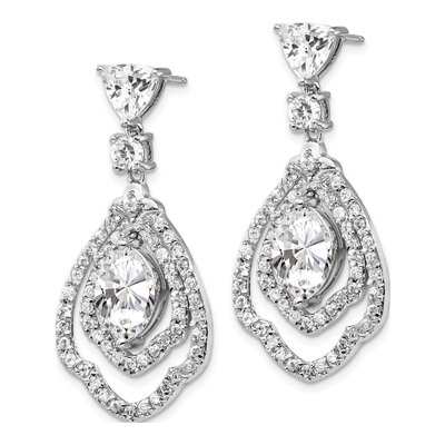 Sterling Silver CZ Dangle Earrings – view 3
