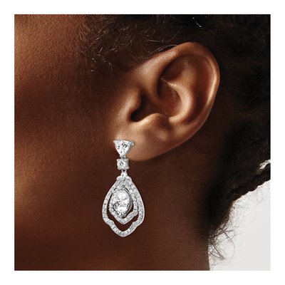Sterling Silver CZ Dangle Earrings – view 4