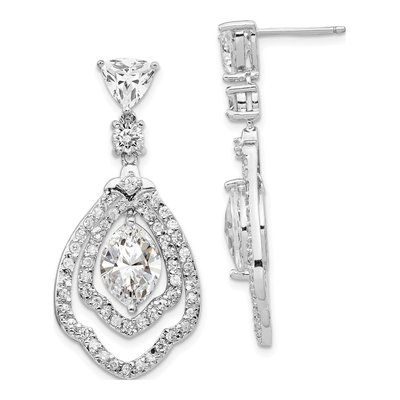 Sterling Silver CZ Dangle Earrings