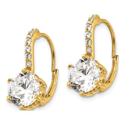 Gold-Plated Sterling Silver CZ Leverback Earrings – view 3