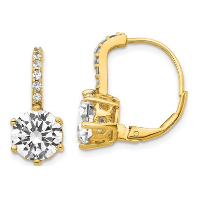 Gold-Plated Sterling Silver CZ Leverback Earrings