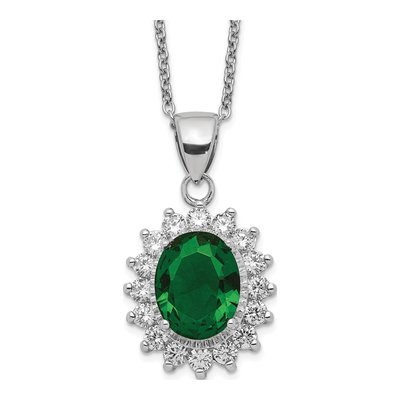 Sterling Silver CZ Pendant Necklace