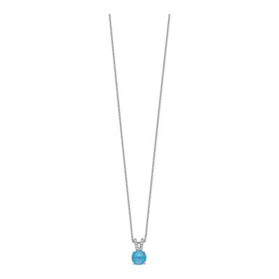 Sterling Silver Lab-Created Opal & CZ Pendant Necklace – view 3