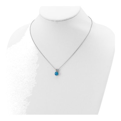 Sterling Silver Lab-Created Opal & CZ Pendant Necklace – view 5