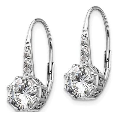 Sterling Silver CZ Leverback Earrings – view 3
