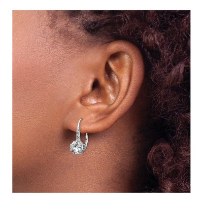 Sterling Silver CZ Leverback Earrings – view 4