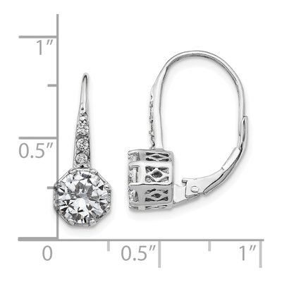 Sterling Silver CZ Leverback Earrings – view 5