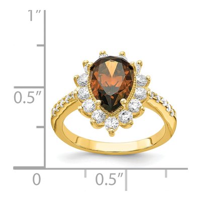 Gold-Plated Sterling Silver CZ Teardrop Ring – view 4
