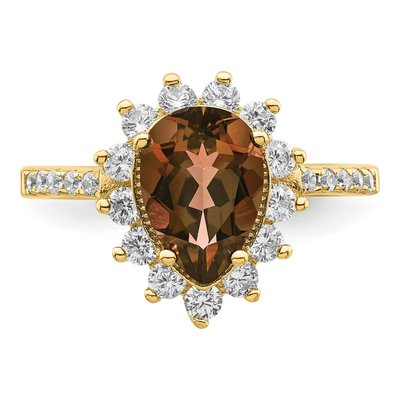 Gold-Plated Sterling Silver CZ Teardrop Ring – view 5