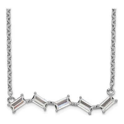 Sterling Silver CZ Bar Necklace