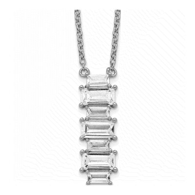 Sterling Silver CZ Vertical Bar Necklace