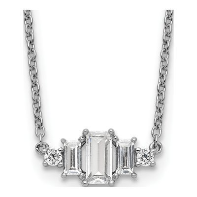 Sterling Silver CZ Bar Necklace