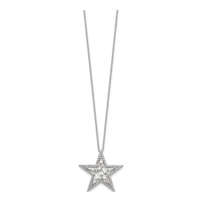 Sterling Silver CZ Star Pendant Necklace – view 3