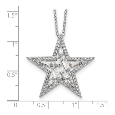 Sterling Silver CZ Star Pendant Necklace – view 4