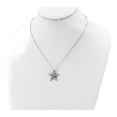 Sterling Silver CZ Star Pendant Necklace – view 5