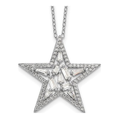 Sterling Silver CZ Star Pendant Necklace