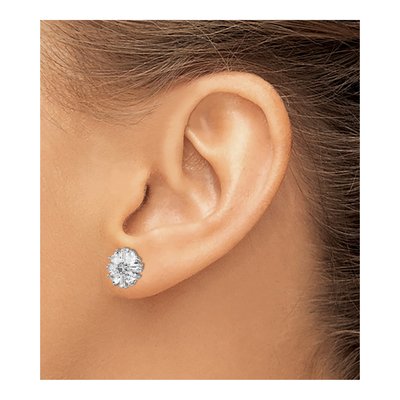 Sterling Silver Round CZ Cluster Stud Earrings – view 4