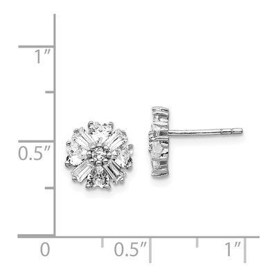 Sterling Silver Round CZ Cluster Stud Earrings – view 5