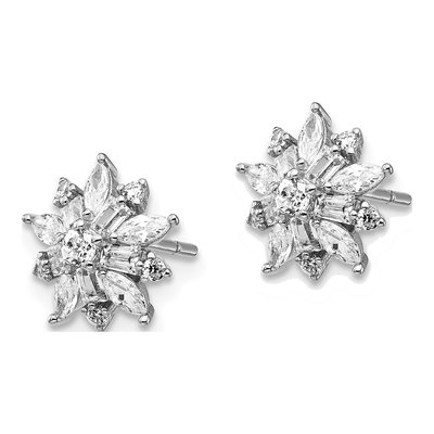 Sterling Silver Round CZ Button Stud Earrings – view 3