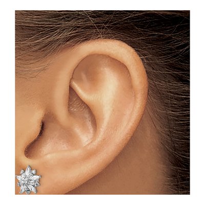 Sterling Silver Round CZ Button Stud Earrings – view 4