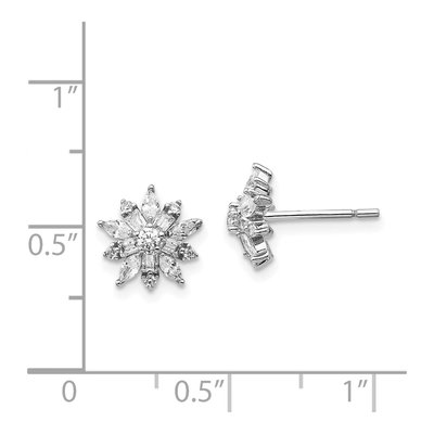 Sterling Silver Round CZ Button Stud Earrings – view 5