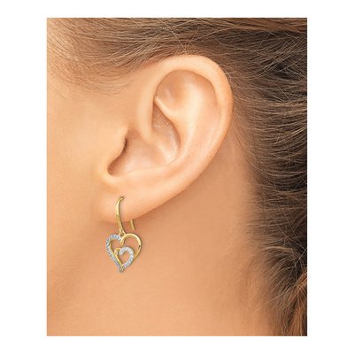 Gold-Plated Sterling Silver CZ Heart Dangle Earrings – view 4