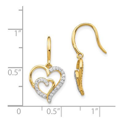 Gold-Plated Sterling Silver CZ Heart Dangle Earrings – view 5