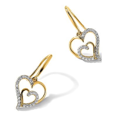 Gold-Plated Sterling Silver CZ Heart Dangle Earrings – view 6