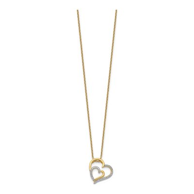 Gold-Plated Sterling Silver CZ Double Heart Pendant Necklace – view 3