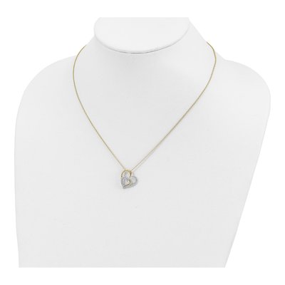 Gold-Plated Sterling Silver CZ Double Heart Pendant Necklace – view 4