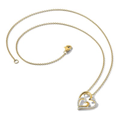 Gold-Plated Sterling Silver CZ Double Heart Pendant Necklace – view 6