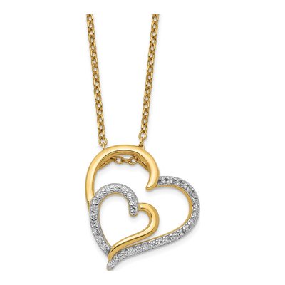 Gold-Plated Sterling Silver CZ Double Heart Pendant Necklace