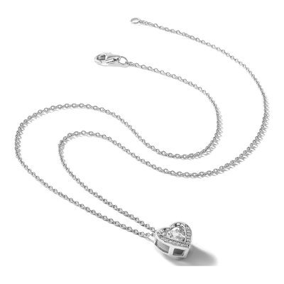 Sterling Silver CZ Heart Pendant Necklace – view 5