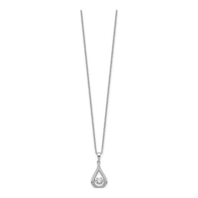 Sterling Silver CZ Teardrop Pendant Necklace – view 3