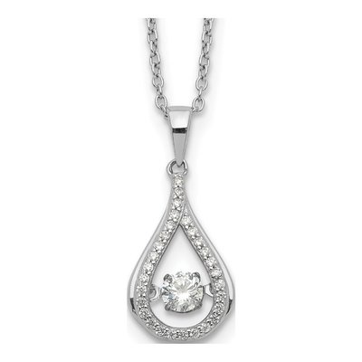 Sterling Silver CZ Teardrop Pendant Necklace