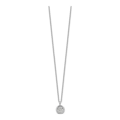 Sterling Silver CZ Circle Pendant Necklace – view 3