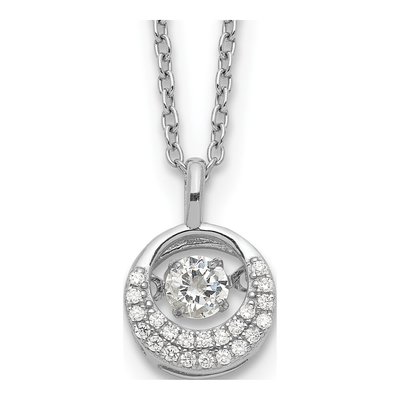 Sterling Silver CZ Circle Pendant Necklace