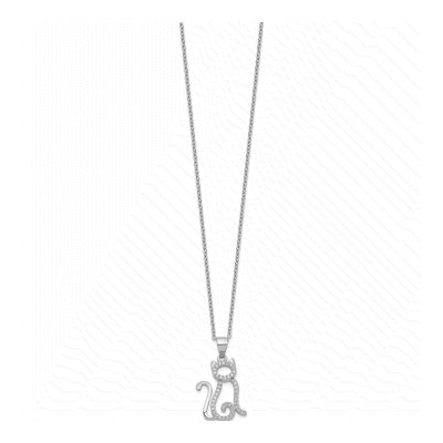 Sterling Silver CZ Cat Pendant Necklace – view 3