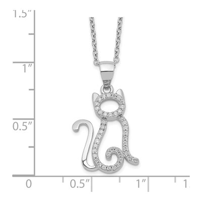 Sterling Silver CZ Cat Pendant Necklace – view 4