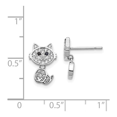 Sterling Silver CZ Cat Dangle Earrings – view 5