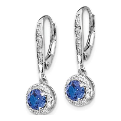 Sterling Silver CZ Halo Leverback Earrings – view 3