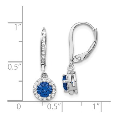 Sterling Silver CZ Halo Leverback Earrings – view 5