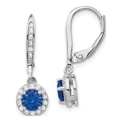 Sterling Silver CZ Halo Leverback Earrings