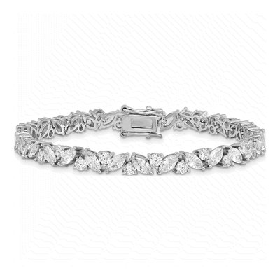 Sterling Silver CZ Fancy Brilliant-Cut Marquise-Cut Bracelet – view 3