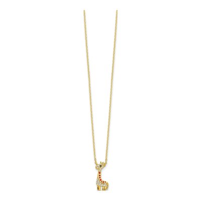 Gold-Plated Sterling Silver CZ Giraffe Pendant Necklace – view 3