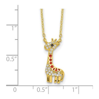 Gold-Plated Sterling Silver CZ Giraffe Pendant Necklace – view 4