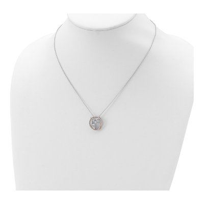 Rose Gold-Plated Sterling Silver CZ Owl Pendant Necklace – view 5