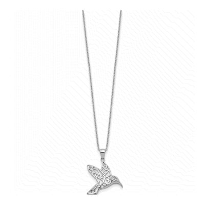 Sterling Silver CZ Hummingbird Pendant Necklace – view 3